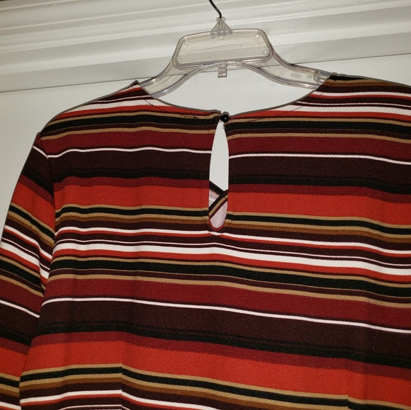 Burgundy/Brown/Cream colored Asymmetrical Dress - Picture 4 of 7